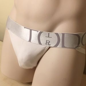 TODGER - White Jockstrap w/ 1.5" Silver Band